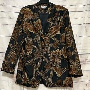 Anna and Frank | Vintage Women's 100% Silk Black Design Women's Size Large L